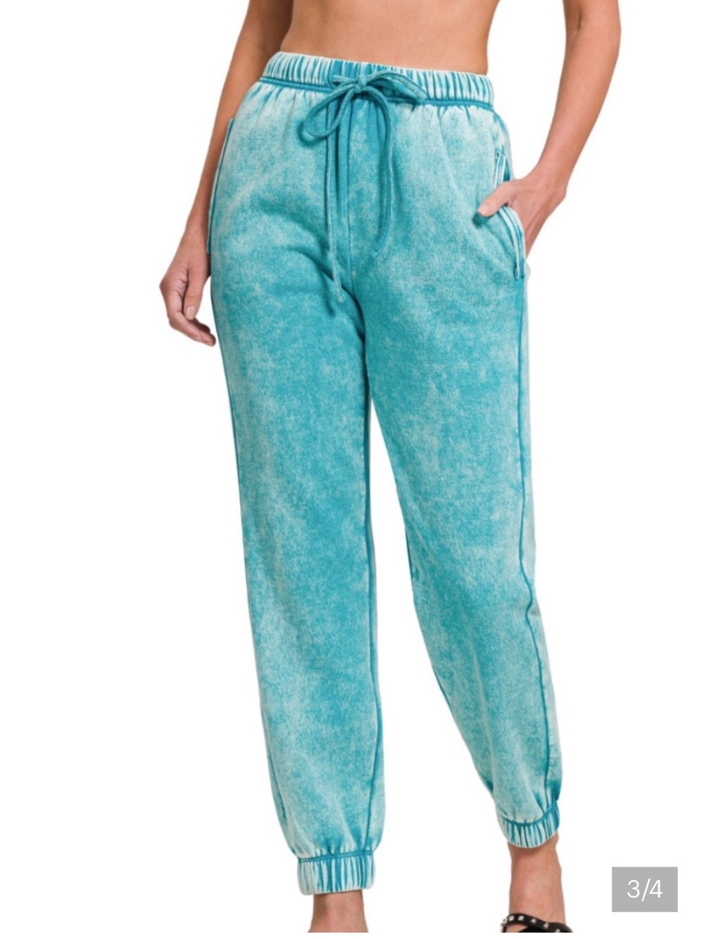 Zenana Outfitters Aqua Tie-Dye Joggers